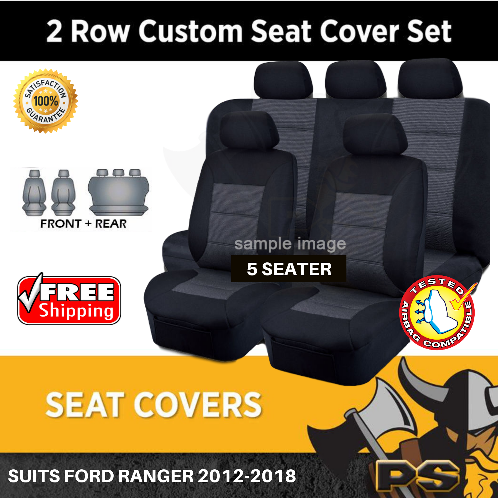 Tailor Made Seat Covers for Ford Ranger 10/201105/2018 XL XLT 2 ROWS