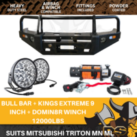 PS4X4 Deluxe Steel Bull Bar + Kings Winch combo to suit Mitsubishi Triton MN ML 