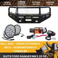 PS4X4 Deluxe Steel Bull Bar + Kings Winch combo to suit Ford Ranger MK3 2018+