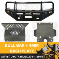 PS4X4 Deluxe Steel Bull Bar + Bash Plate combo to suit Toyota Hilux 2011 - 2015 Steel Bull Bar