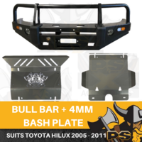 PS4X4 Deluxe Steel Bull Bar + Bash Plate combo to suit Toyota Hilux 2005 - 2011