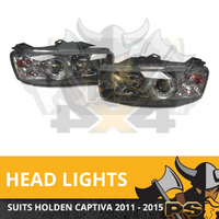 Pair of Head lights + Globes for Holden Captiva 7 Series II 2012-2015 LEFT + RIGHT