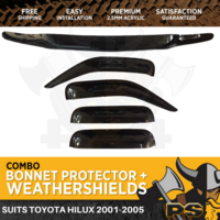Bonnet Protector & Weathershields to suit Toyota Hilux 2001-2005 Window Visors