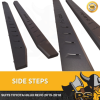 Steel Side Steps suit Toyota Hilux 2015-2022 N80 Revo Running Board Matte Black 