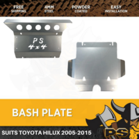 Bash Plate 4mm 2pcs Powder Coated Silver to suit Toyota Hilux 2005-2015