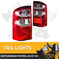 Clear LED Tail lights to suit Nissan Patrol GU 1997-2004 Series 1, 2, 3 Red