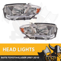 Pair Headlights to suit Toyota Kluger 2007-2010 Head Lights Lamp Kit
