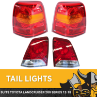 Tail Lights + Tail Gate Lights Pair to suit Toyota Landcruiser 200 Series 12-15