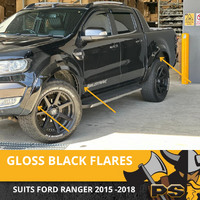 FENDER FLARES KIT GLOSS BLACK FITS FORD RANGER PX2 MK2 2015- 2018 GUARD TRIM
