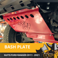 Bash Plate 4mm 2pc Powder Coated Red suit Ford Ranger 2011-2021 Sump Guard