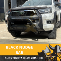 Gloss Black Nudge Bar Fits Toyota Hilux Revo N80 2015 - 2022