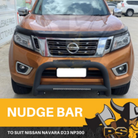 Nudge Bar For Nissan Navara NP300 2014-2019 Matte Black Steel Grille + Light Bar