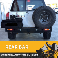 PS4X4 Rear Bar Spare Wheel Carrier Dual jerry suit Nissan Patrol GU4 2004+ Heavy Duty