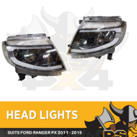 PS4X4 BLACK LED SMOKED HEAD LIGHTS TO SUIT FORD RANGER PX 1 2011 - 2015
