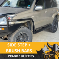 PS4X4 Heavy Duty Steel Side Steps to suit Toyota Prado 120 Series & Brush Bars