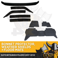  Bonnet Protector Window Visors & Floor Mats to suit Mitsubishi Pajero NS NX  07-21