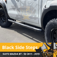 Black Side Steps for Ford Ranger 2012-2021 Dual Cab Running Boards Sidesteps