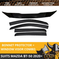 PS4X4 Bonnet Protector Guard + Window Door visor for Mazda BT 50 BT50 BT-50 2020 + 