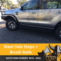 PS4X4 Steel Side Steps + Brush Rail bars for Ford Everest 2015 - 2022 50mm diameter