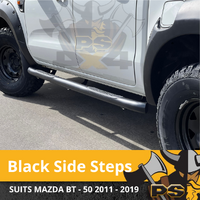 Black Side Steps for Ford Ranger 2012 - 2021 Dual Cab Running Boards Sidesteps