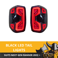 Black 3D LED Tail Lights for 2022 + Ford Ranger Next Gen XLT XLS WILDTRAK XL