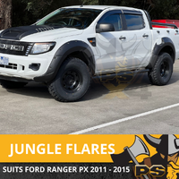 Jungle Flares suit Ford Ranger 2011-2015 PX1 Guards 6 PC Matte Black Fender