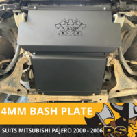 Bash Plate 4mm 2pcs Powder Coated Black to suit Mitsubishi Pajero 2000 - 2006 NM NP