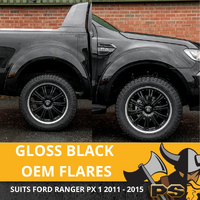 Full kit OEM Gloss Black Fender Flares To Suit Ford Ranger  PX 1 2011 - 2015