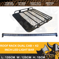 PS4X4 Universal Dual cab Roof rack Steel Tradesman + Light bar combo