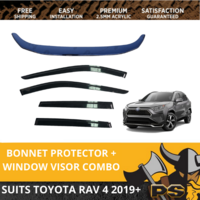Bonnet Protector + Window Door Visor Kit to suit Toyota RAV4 RAV 4 2019 - 2021 Tinted Guard