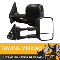 VIKING V1 EXTENDED TOWING MIRRORS ELECTRIC TO SUIT NISSAN NAVARA NP300 D23 2015 - 2022