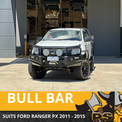 PS4X4 FORD RANGER PX 2011 - 2015 DELUXE STEEL BULL BAR ADR APPROVED WINCH COMPATIBLE
