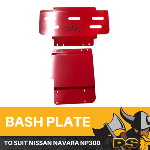 Nissan Navara NP300 Bash Plate, 2pcs Sump Guard Set 4MM RED
