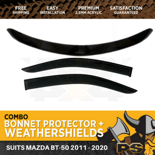 Bonnet Protector + Weather shields to suit 2012-2020 Mazda BT-50 Single Cab