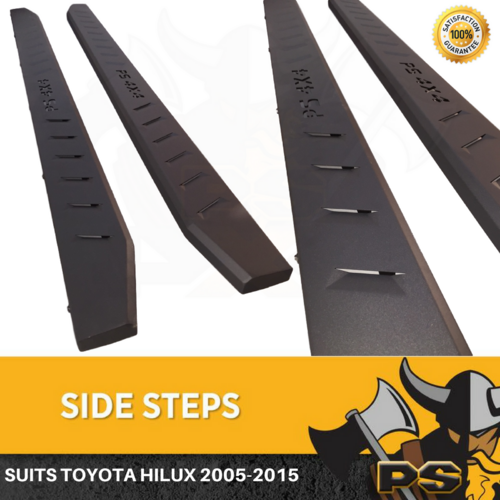Steel Side Steps to suit Toyota Hilux N70 2005-2015 Running Boards Matte Black