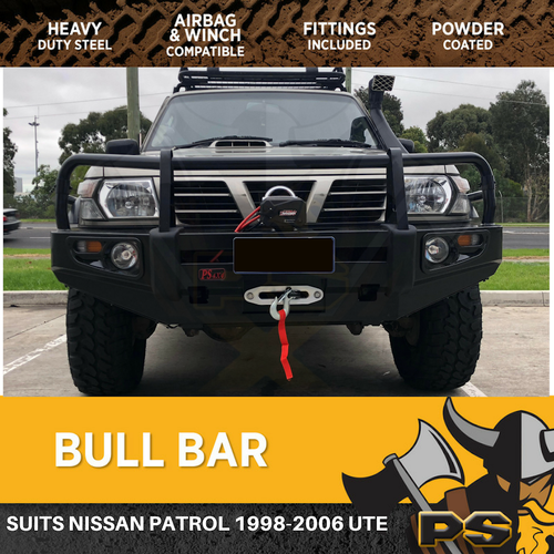 PS4X4 ADR Approved Bull Bar Winch Bar for Nissan Patrol GU 1998-2006 UTE