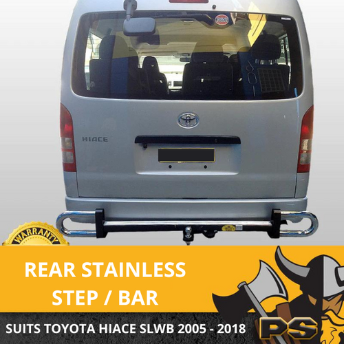 Stainless Steel Nudge Bar suit Toyota Hiace 2005-2018 SLWB Commuter Rear Step Chrome