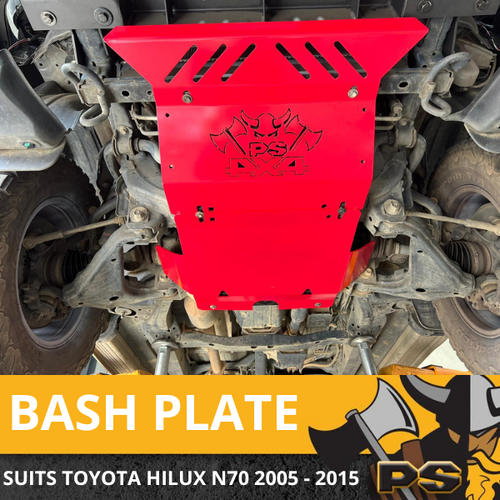 Bash Plate Sump Guard 4mm for Toyota Hilux 2005-2015 2pc RED Powder Coated