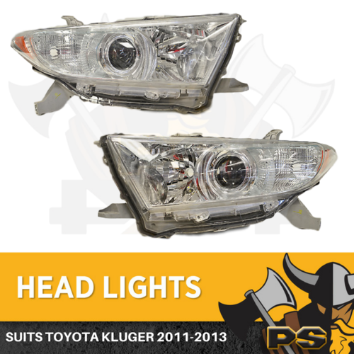 Pair Headlights to suit Toyota Kluger 08/2010-12/2013 Head Lights Lamp Kit