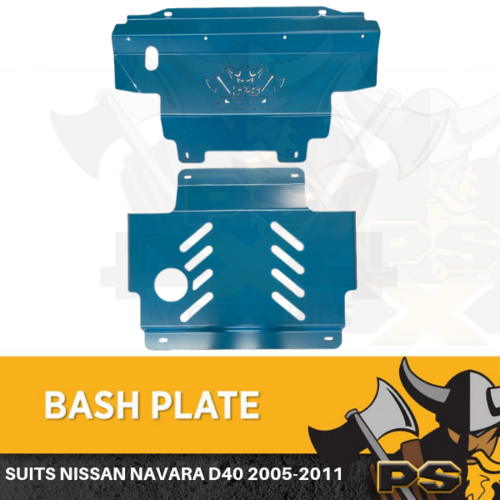 Nissan Navara D40 2005-2011 St St-X Rx Bash Plate, 2pce Sump Guard Set 4MM Blue