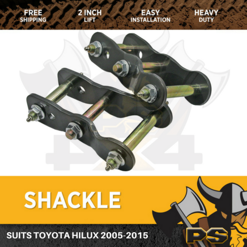  2" INCH LIFT EXTENDED GREASABLE SHACKLES FOR TOYOTA HILUX 2005-2015 12MM THICK