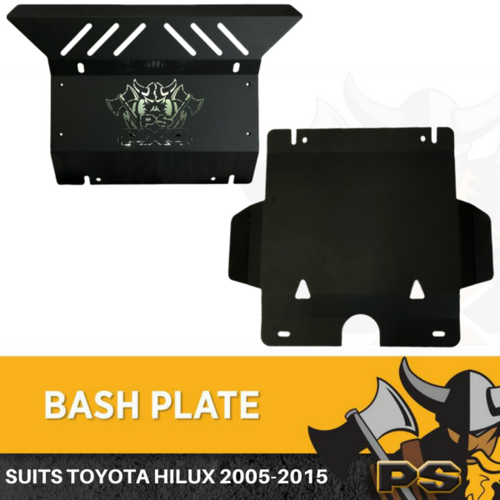 PS4X4 Bash Plate 4mm 2pc Powder Coated Black to suit Toyota Hilux 2005-2015