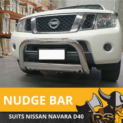 Nudge Bar Stainless Steel Grille Guard 3" Chrome for Nissan Navara D40 2005-2014