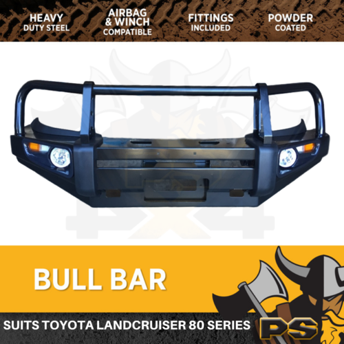 Bull Bar to suit Toyota Landcruiser 80 Series Heavy Duty Steel Winch Comp