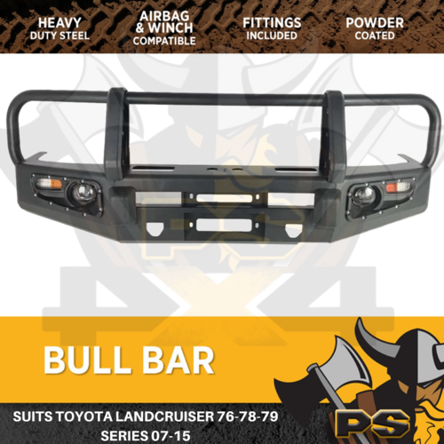 PS4X4 BULL BAR TO SUIT LANDCRUISER 76 78 79 SERIES 2007-2015 ADR WINCH COMP