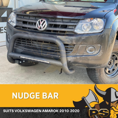 Nudge Bar For VW VOLKSWAGEN AMAROK 2011-2020 Matte Black Steel Grille Guard + Light Bar