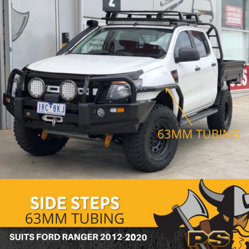 Steel Side Steps + Brush Rail bars for Ford Ranger 2012-2021 63MM 3 Inch