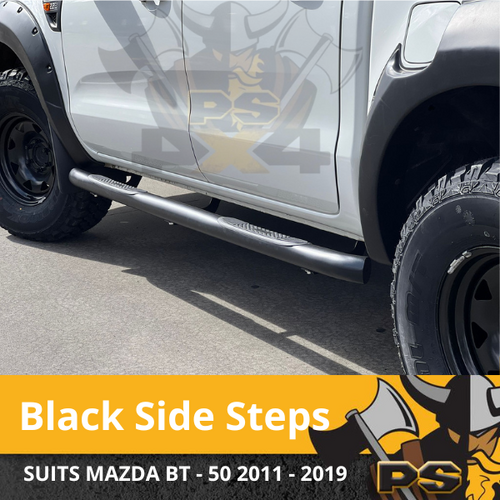 Black Side Steps for Ford Ranger 2012 - 2021 Dual Cab Running Boards Sidesteps