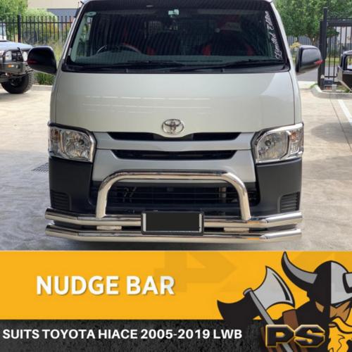 Stainless Steel Nudge Bar to suit Toyota Hiace 2005-2018 LWB Front Bar Chrome