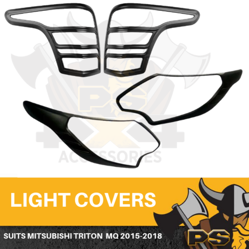 Black Head Light Tail light Trim Cover Trim Fit Mitsubishi Triton MQ 2015-2018